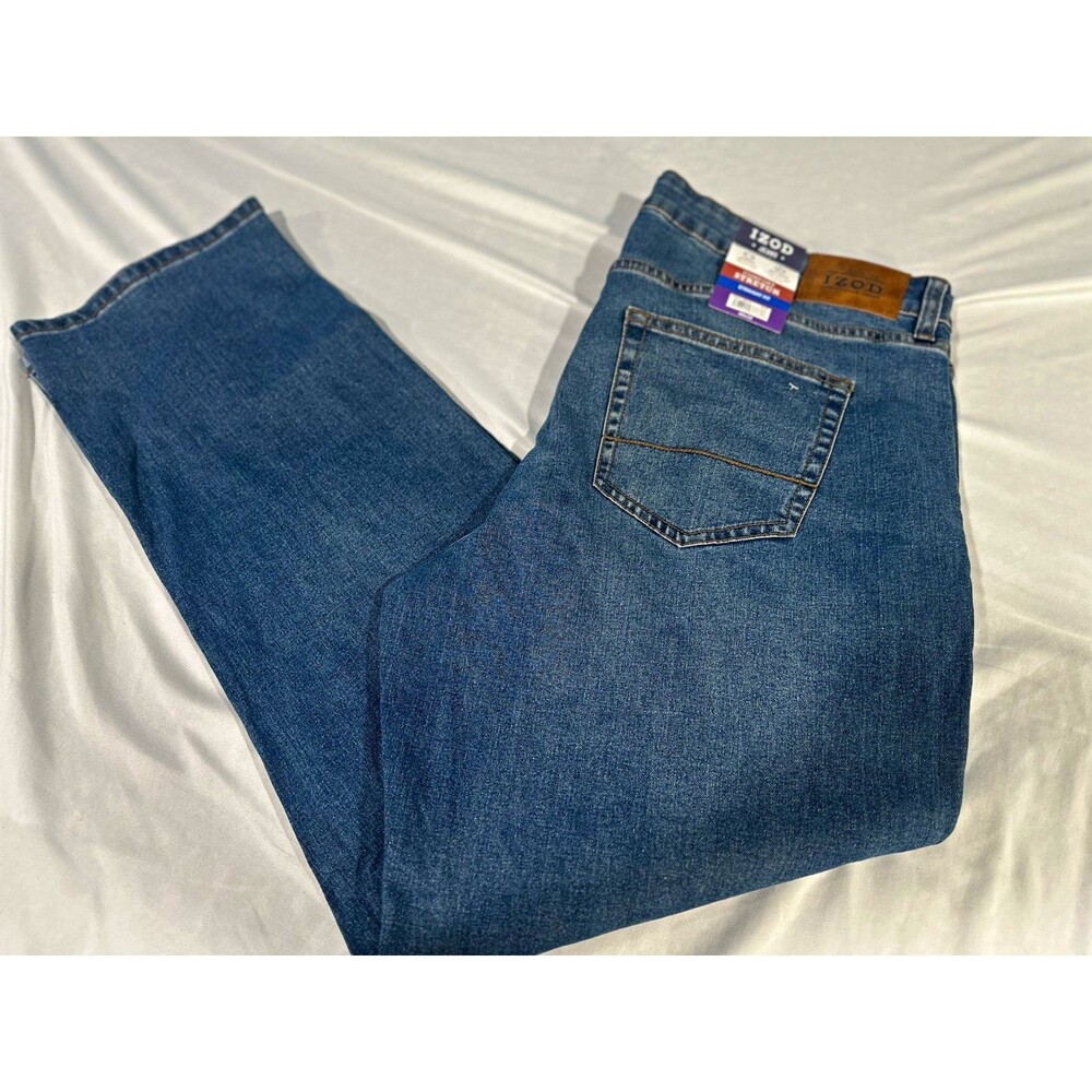 IZOD Mens 40x32 Comfort Stretch Straight Fit Blue Jeans NWT Soft Touch